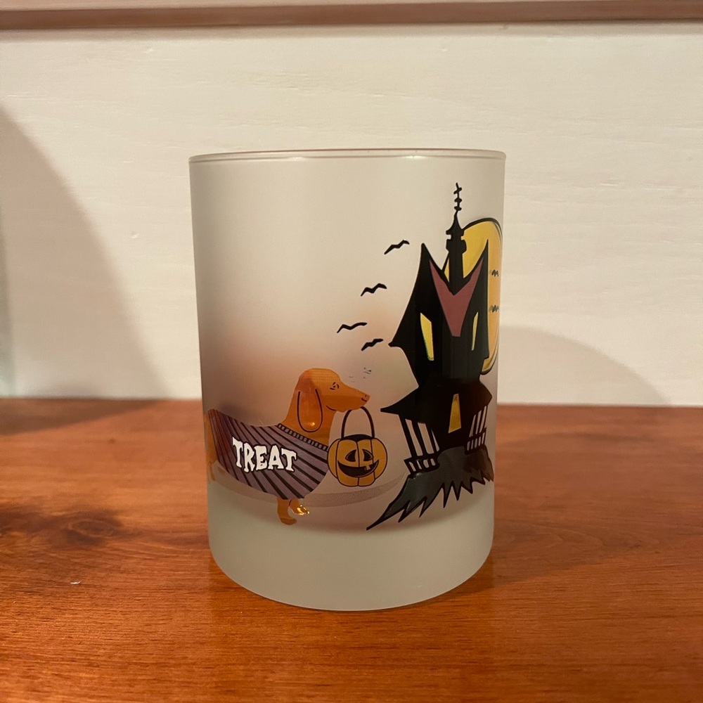 Culver Frosted Trick Or Treat Halloween Dachshund Bar Glass Tumbler - 16 Ounces